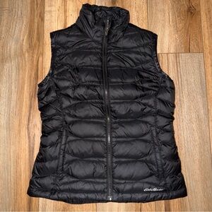 Eddie Bauer Vest Womens Petite XS Premium Goose Down Black  Full Zip Mock Neck